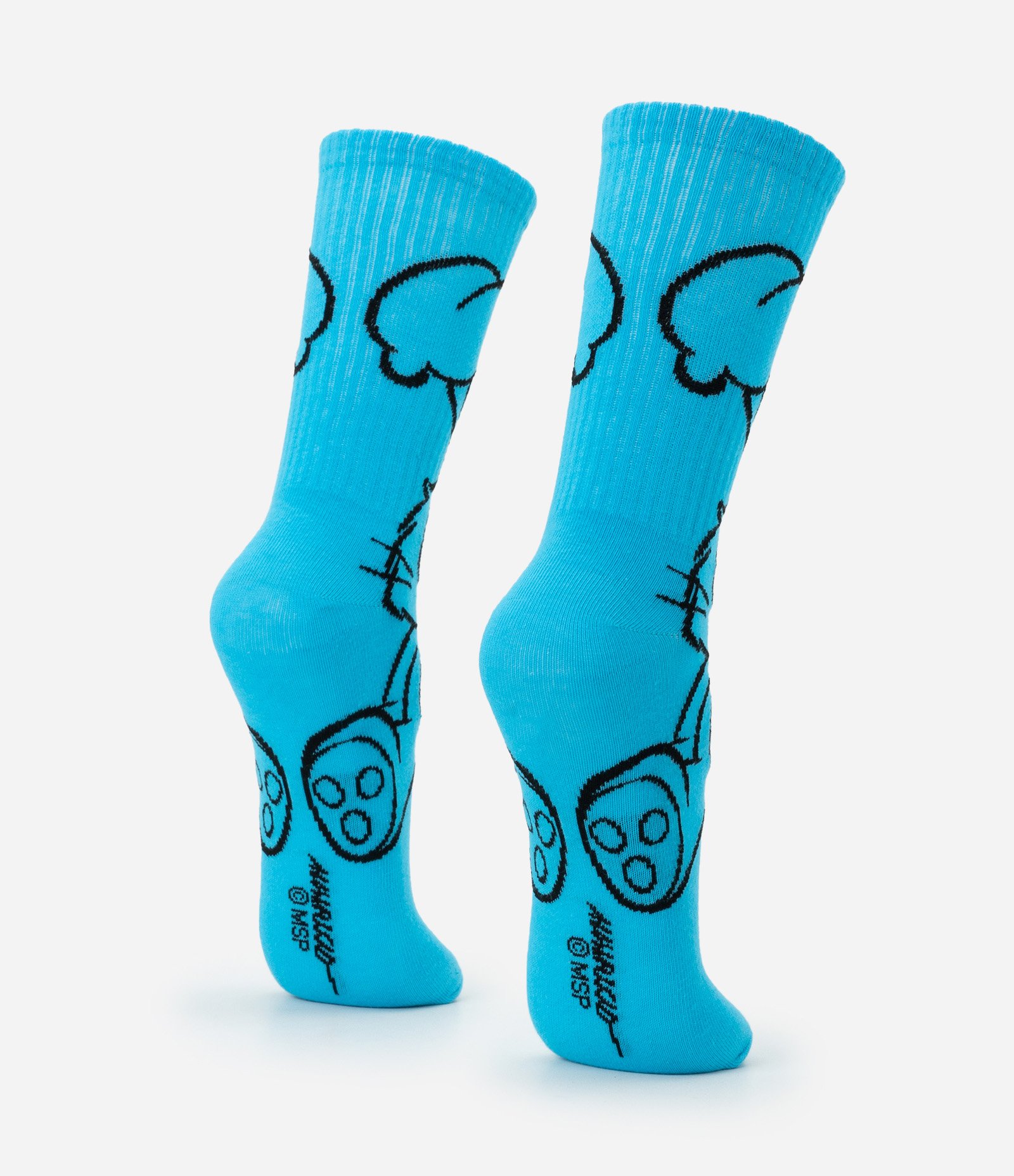 Meia Cano Alto em Algodão com Estampa Sansão Mônica Azul 2