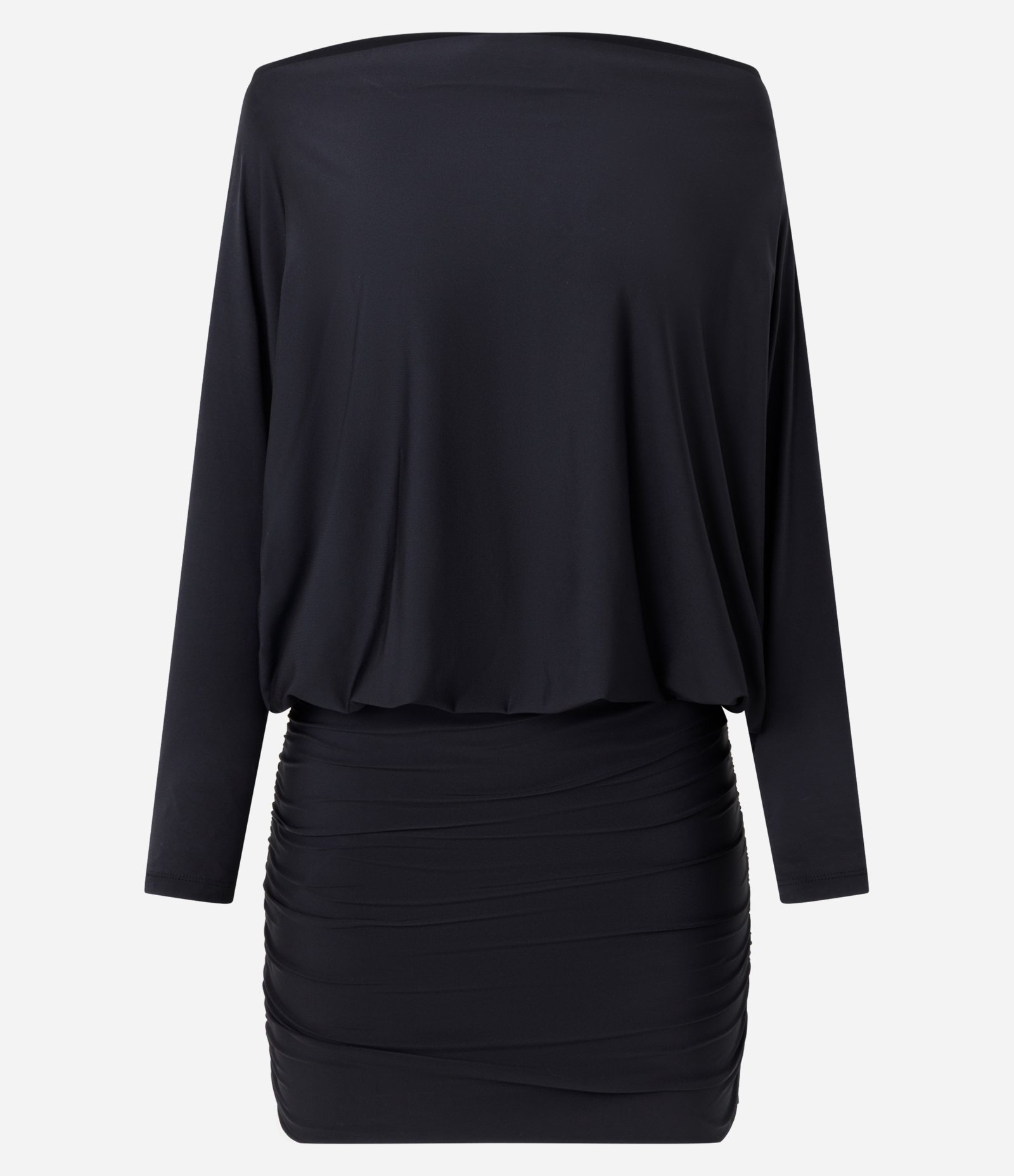Vestido Curto em Microfibra com Manga Morcego e Franzido Lateral Preto 5