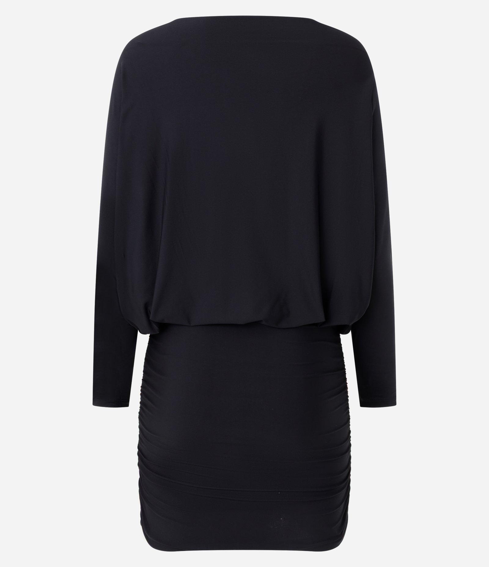 Vestido Curto em Microfibra com Manga Morcego e Franzido Lateral Preto 6