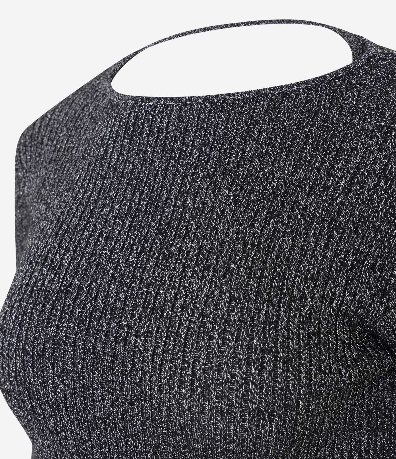 Blusa em Tricô Metalizado com Abertura nas Costas Preto 6