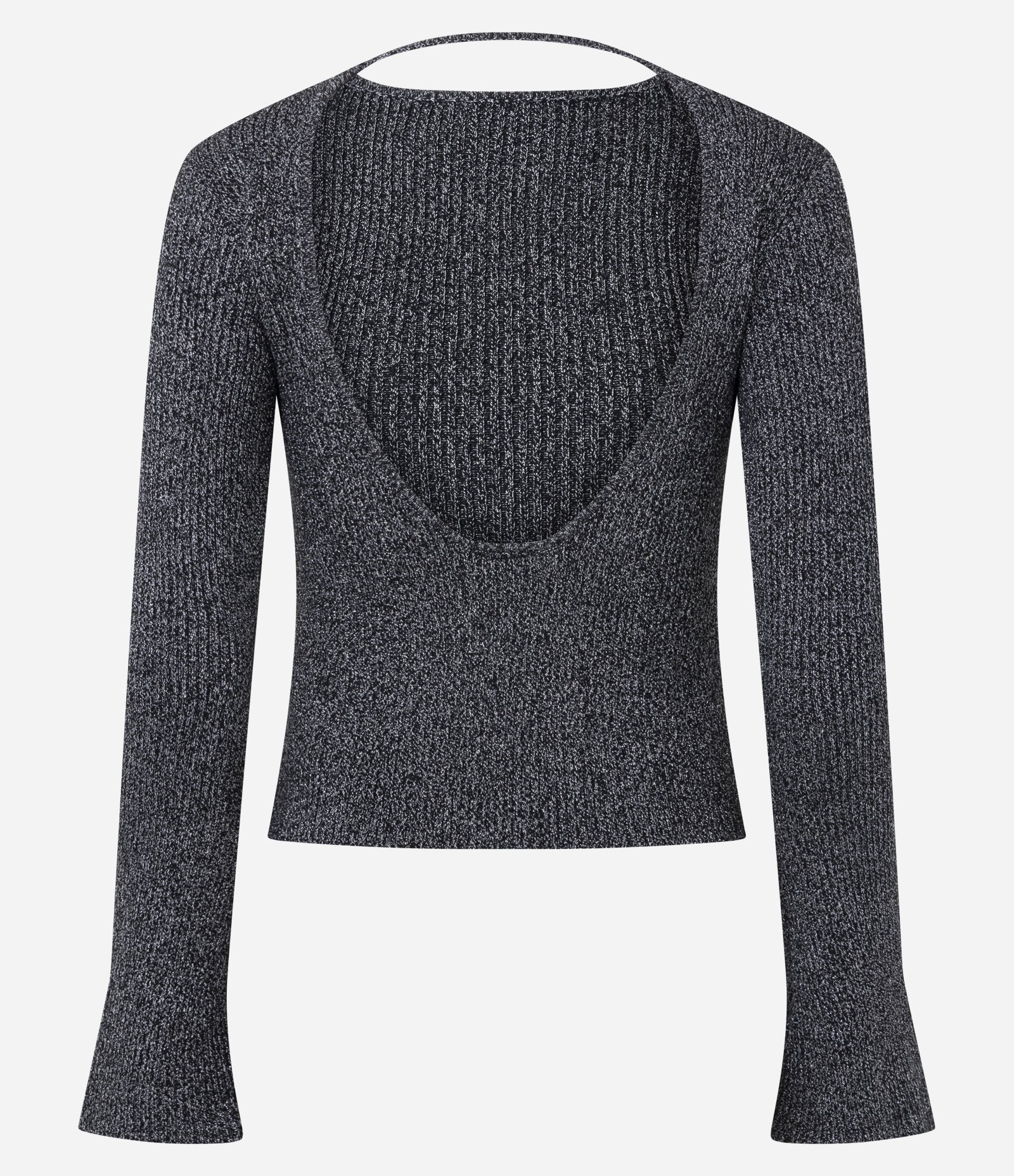 Blusa em Tricô Metalizado com Abertura nas Costas Preto 7