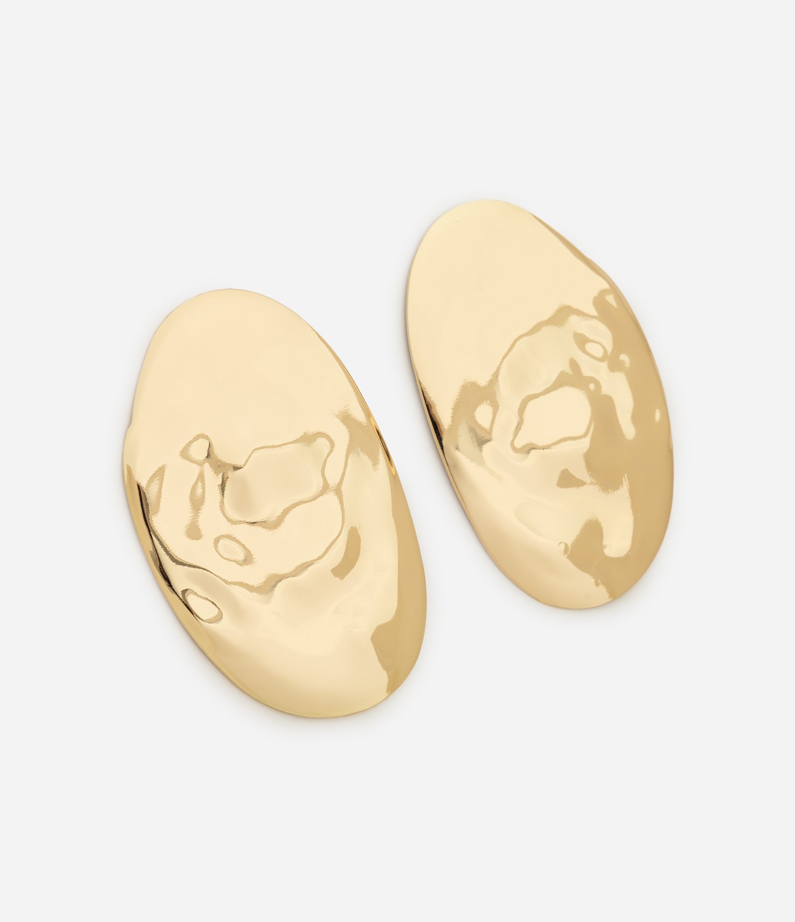 Maxi Brinco Oval Orgânico em Metal Dourado Dourado 2
