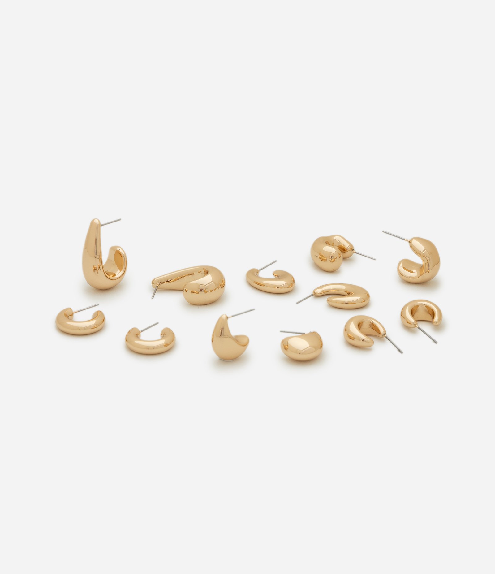 Kit 06 Argolas com Formatos Variados Dourado 2