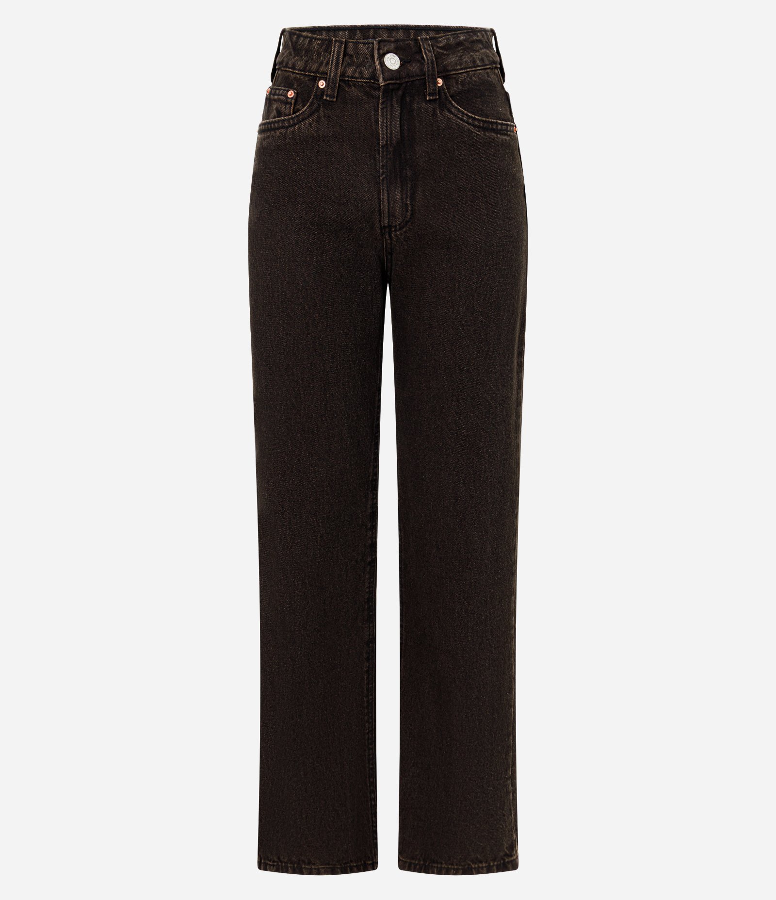 Calça Reta Comfort em Jeans com Cintura Alta Marrom Escuro 1