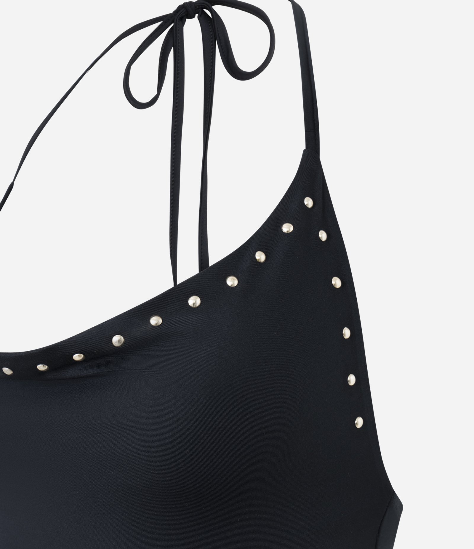 Blusa Frente Única em Microfibra com Tachinhas no Decote Preto 6