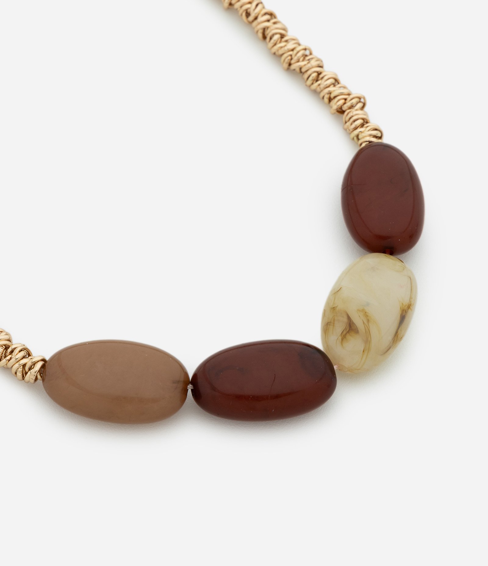 Colar Curto com Beads Ovais de Resina Marrom 2