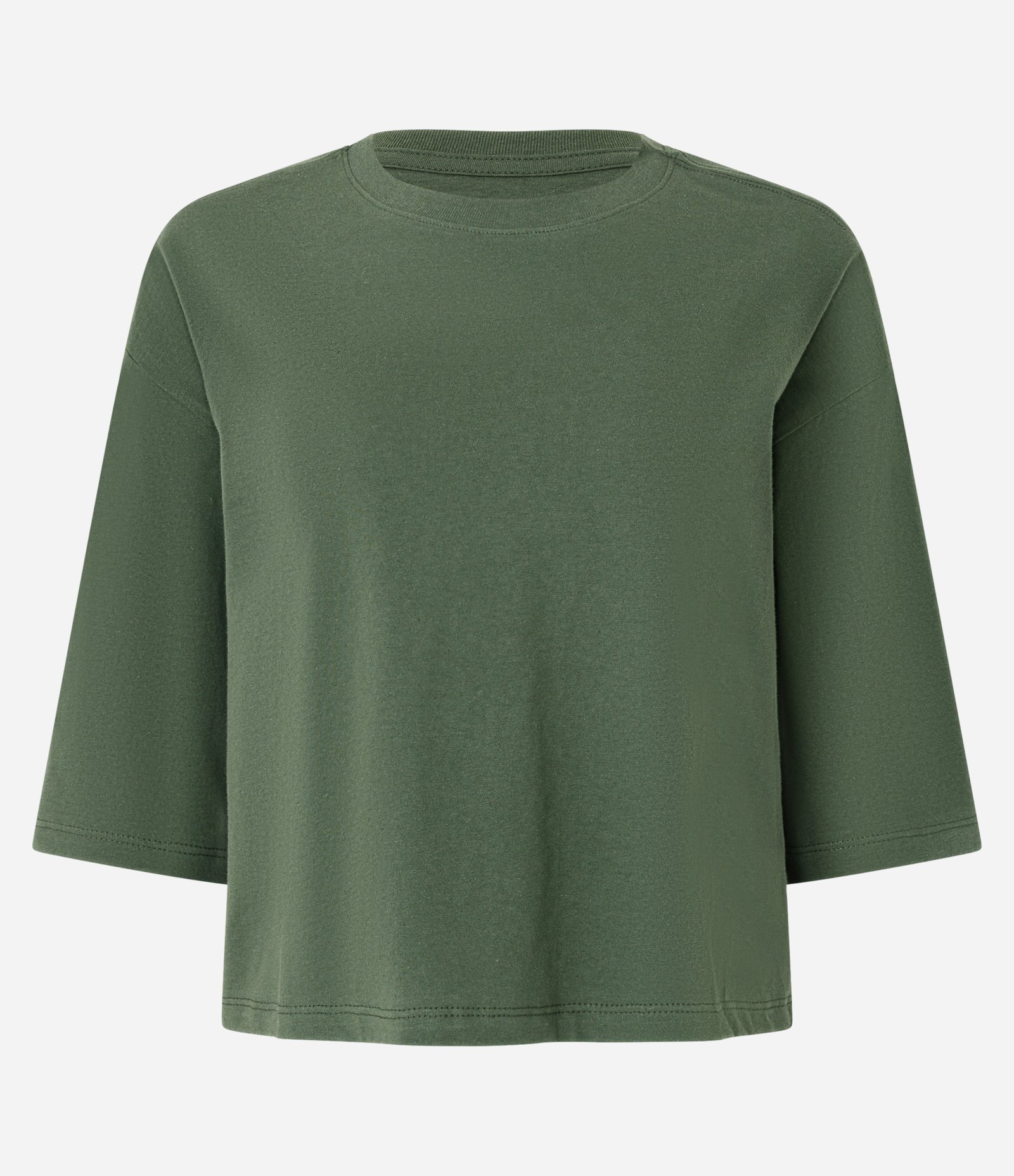 Camiseta Cropped em Algodão com Manga Curta Verde 4