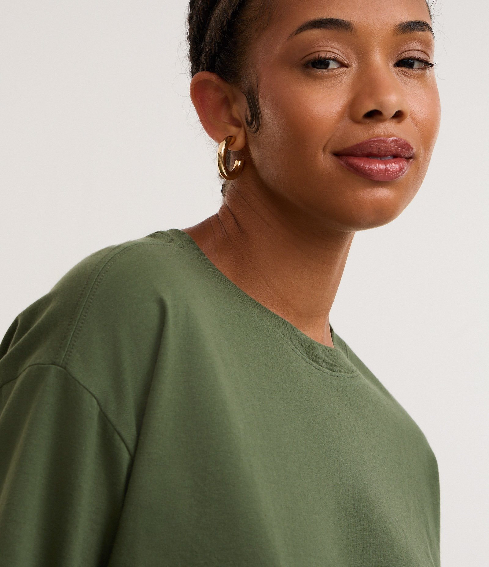 Camiseta Cropped em Algodão com Manga Curta Verde 3