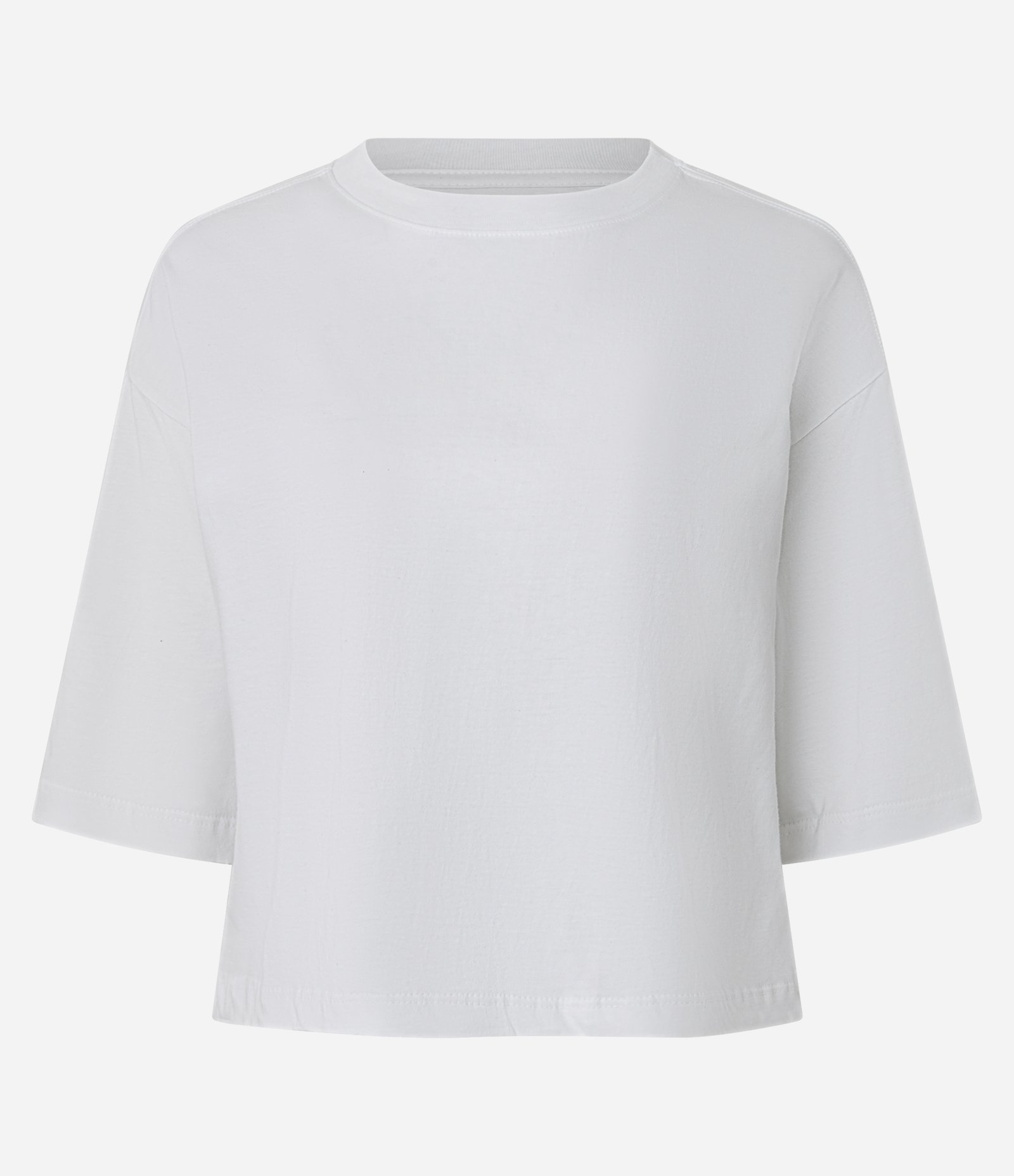 Camiseta Cropped em Algodão com Manga Curta Branco 1