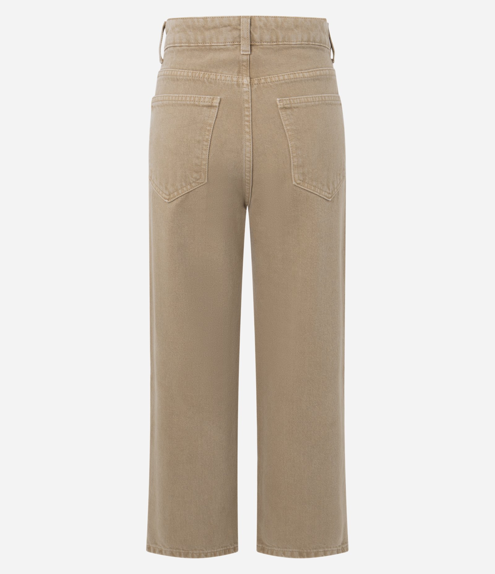 Calça Reta Cropped em Sarja com Cintura Alta Marrom Claro 6