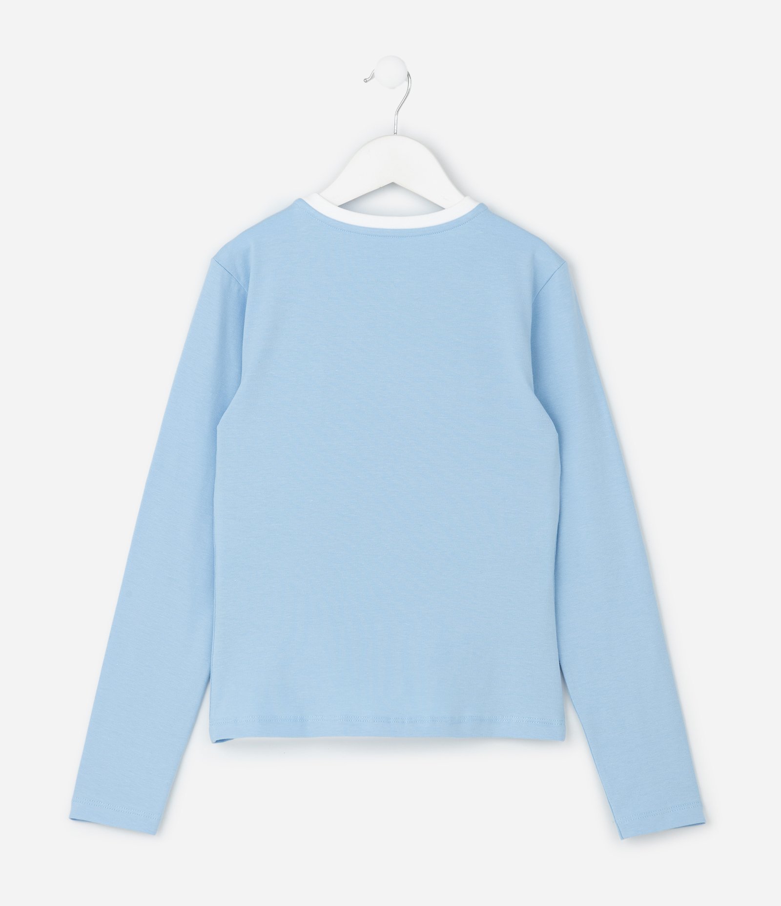 Blusa Infantil Baby Look com Bordado Coração – Tam 5 a 14 Anos Azul Claro 3