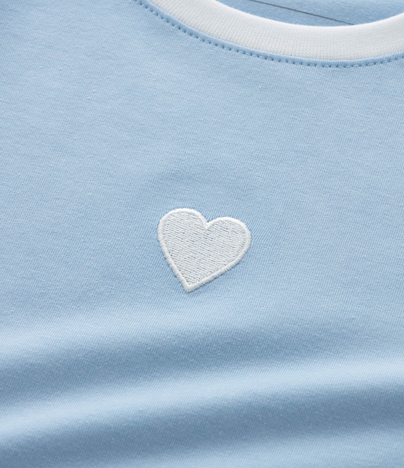 Blusa Infantil Baby Look com Bordado Coração – Tam 5 a 14 Anos Azul Claro 5