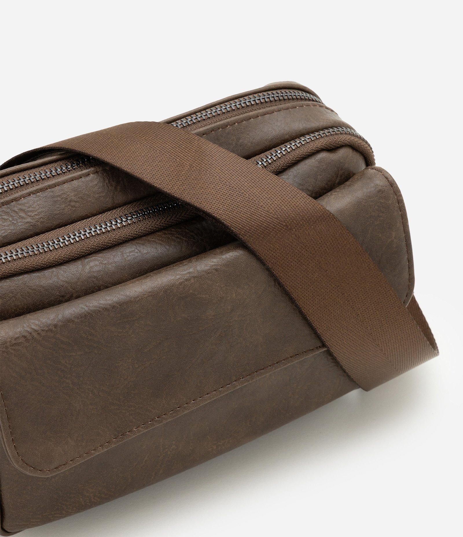 Bolsa Shoulder Bag em PU com Bolso Flap Cinza 6