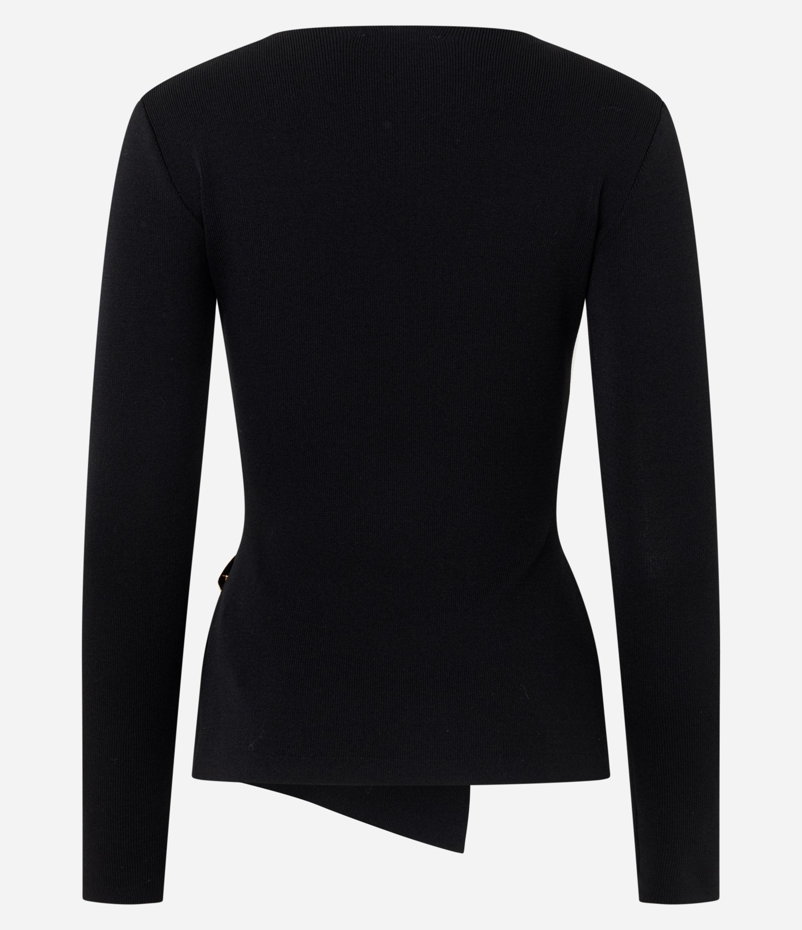 Blusa Assimétrica em Tricô com Aviamento na Cintura Preto 8