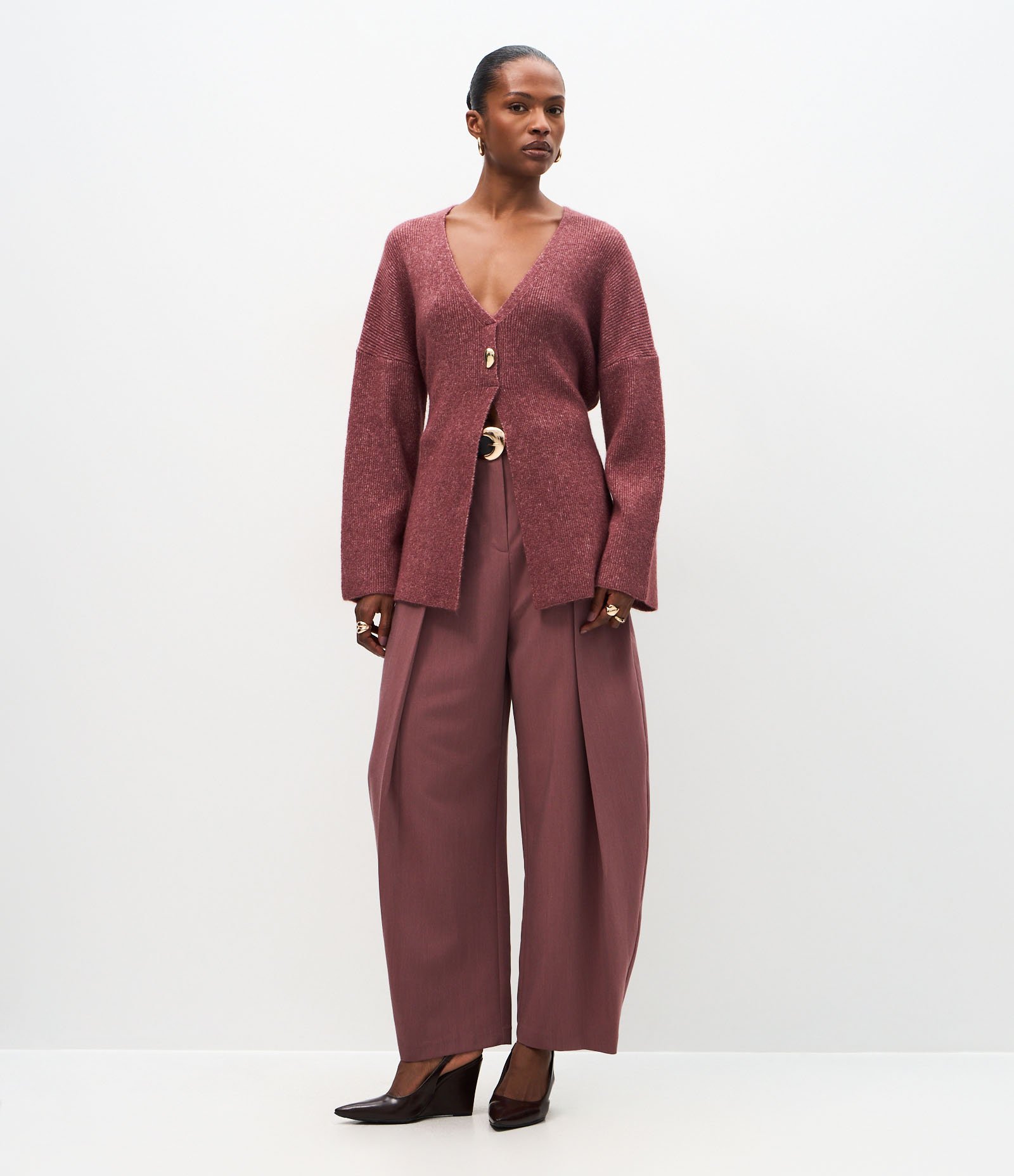 Cardigan Alongado em Tricô com Amarração nas Costas Rosa 2