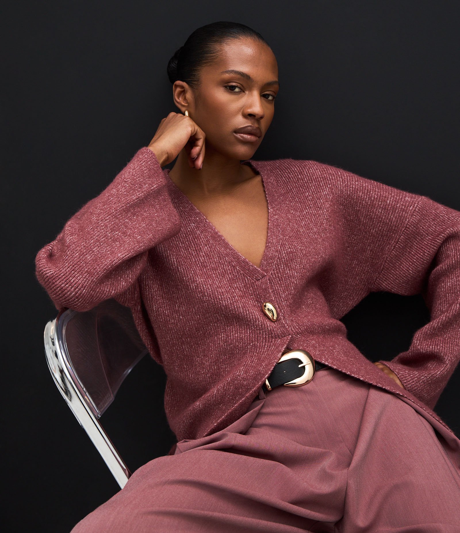Cardigan Alongado em Tricô com Amarração nas Costas Rosa 5