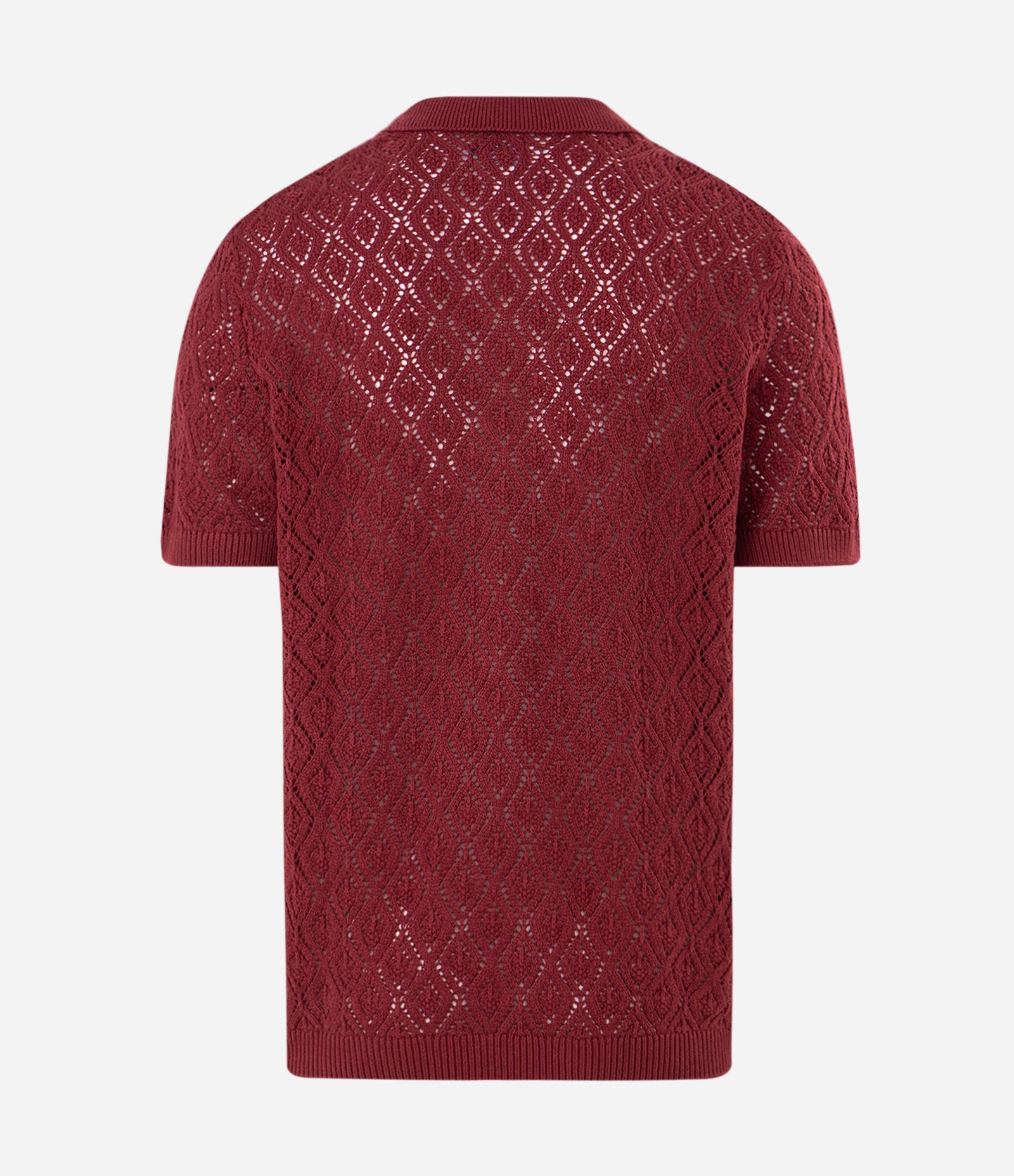 Blusa Polo em Tricô com Textura Vazada Vermelho 2