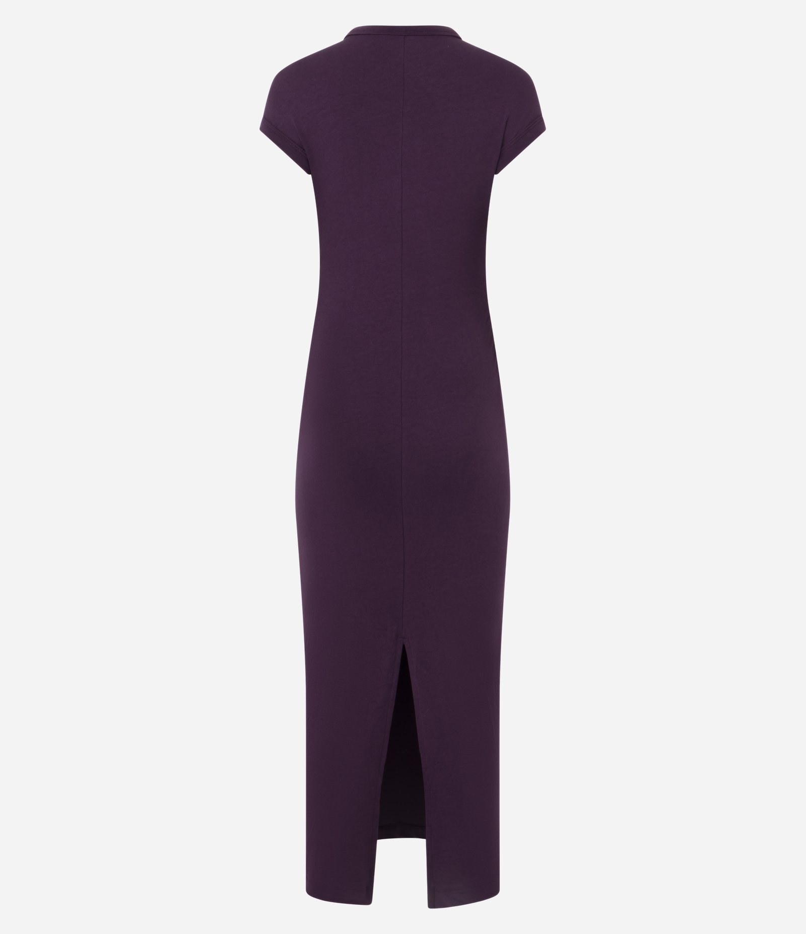 Vestido em Ribana com Ombro Caído e Fenda Roxo 5