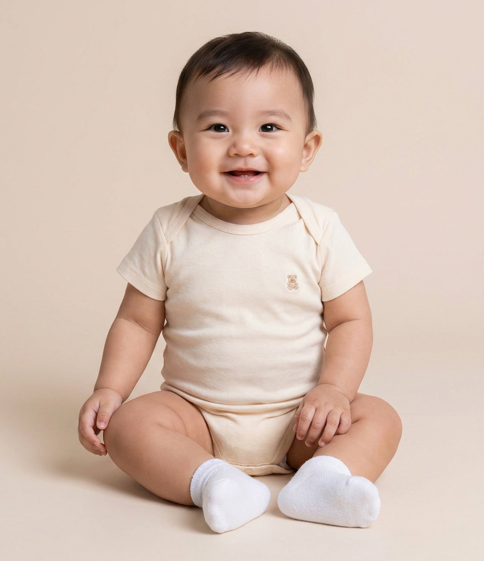 Body Infantil em Cotton com Gola Americana – Tam RN a 18 Meses Off White 1