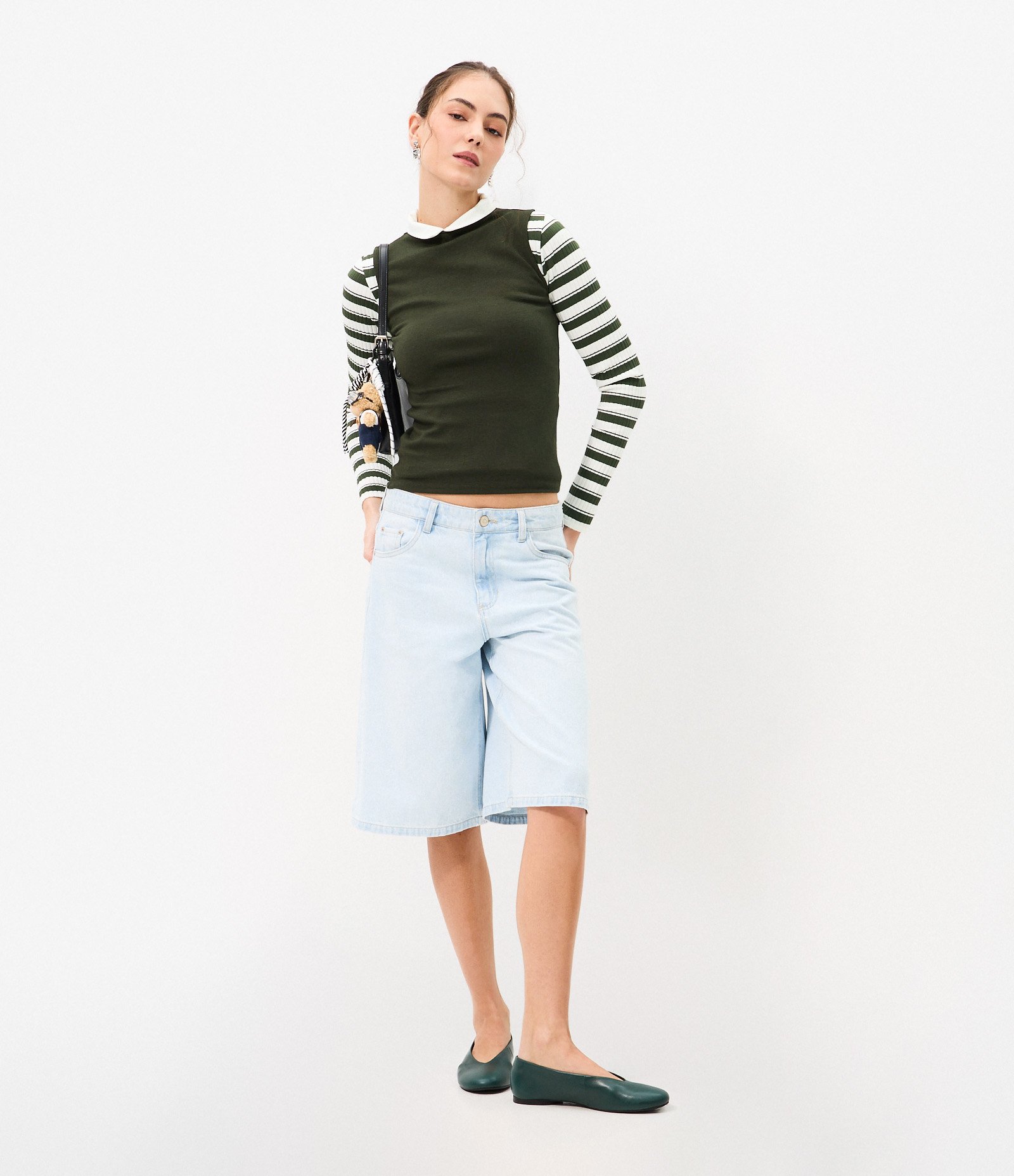 Blusa Regata Básica em Algodão com Gola Alta Verde Escuro 3