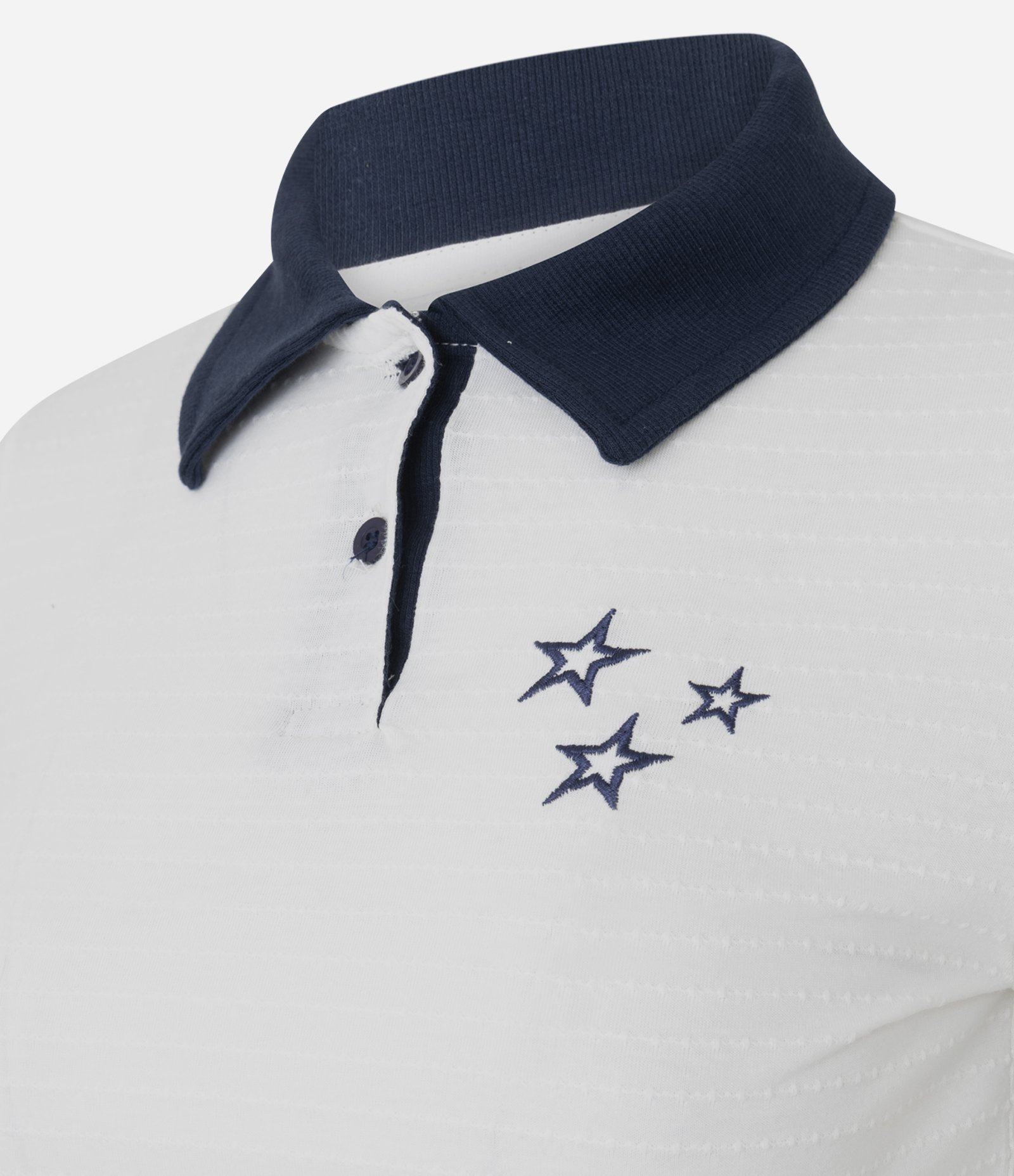 Blusa Polo em Algodão com Bordado de Estrelas Branco 2