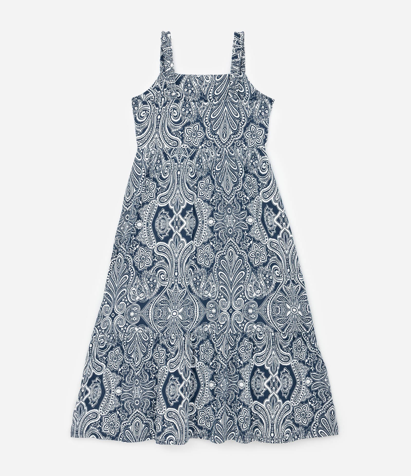 Vestido Midi com Estampa Paisley e Alças Franzidas Curve & Plus Size Azul 2