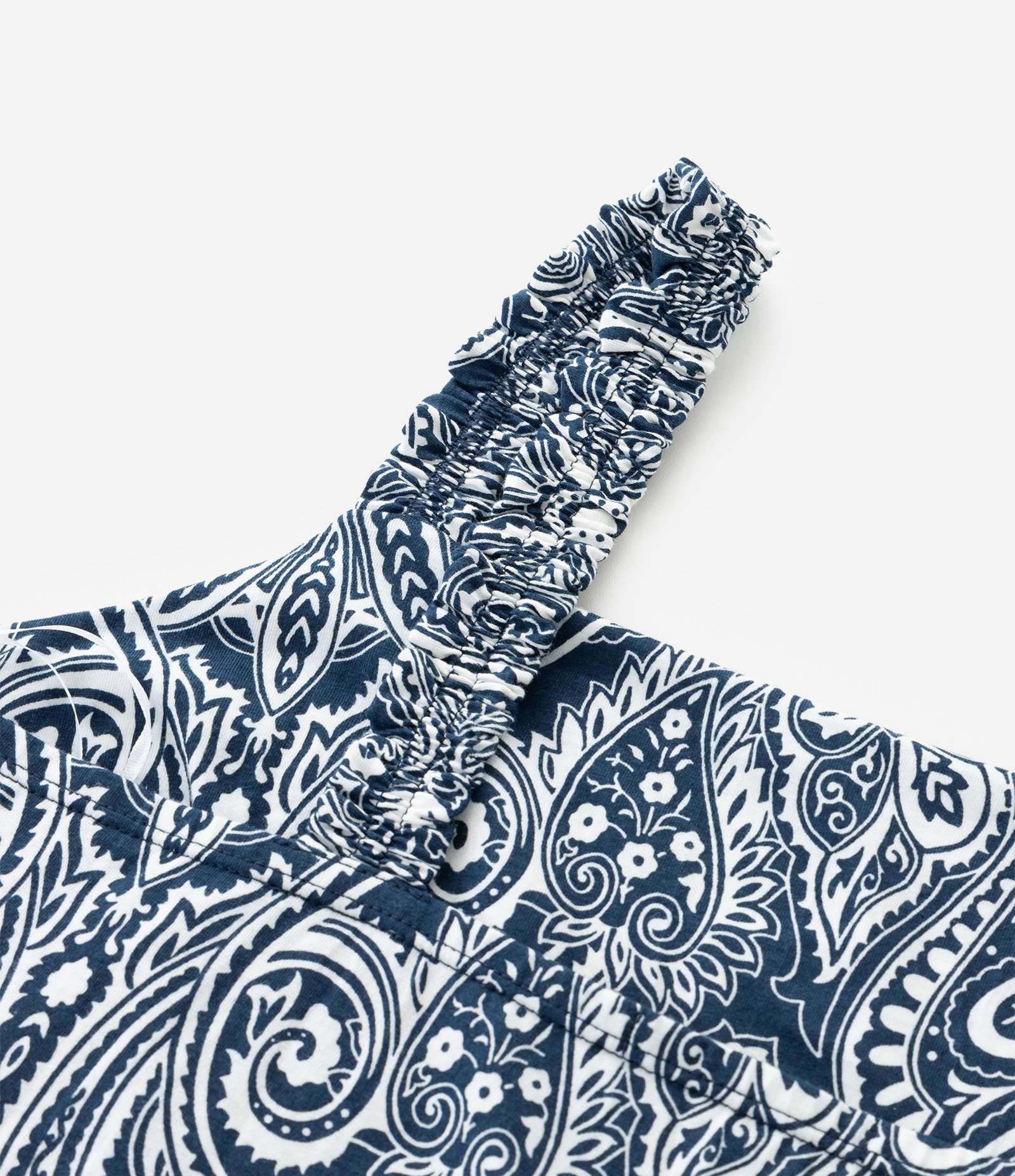 Vestido Midi com Estampa Paisley e Alças Franzidas Curve & Plus Size Azul 4