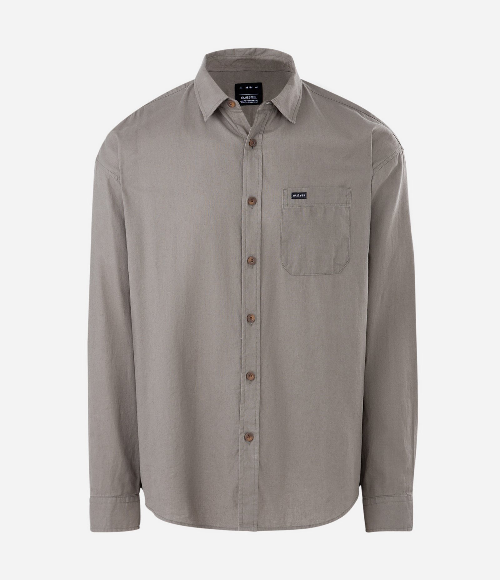 Camisa Boxy Manga Longa Lisa em Cânhamo Verde 1