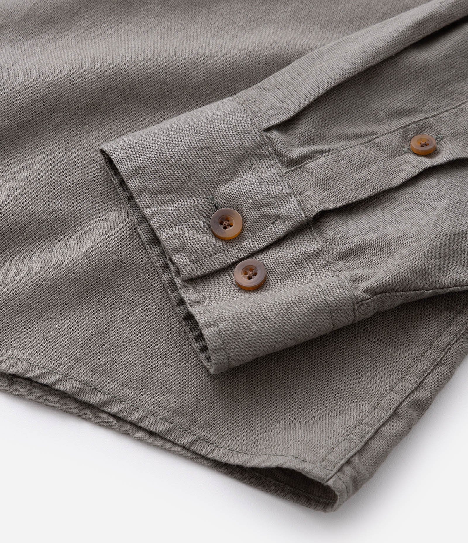 Camisa Boxy Manga Longa Lisa em Cânhamo Verde 3