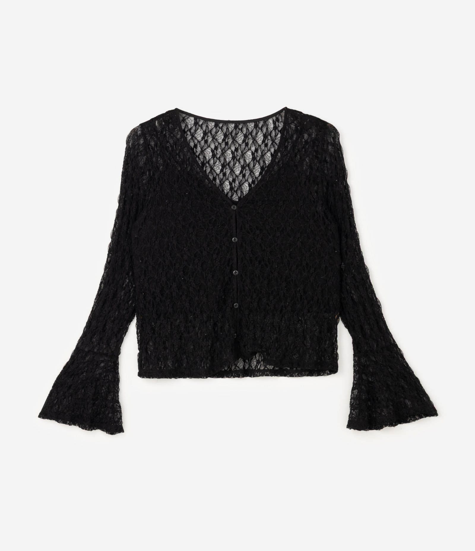 Blusa em Renda com Manga Godê Curve & Plus Size Preto 5