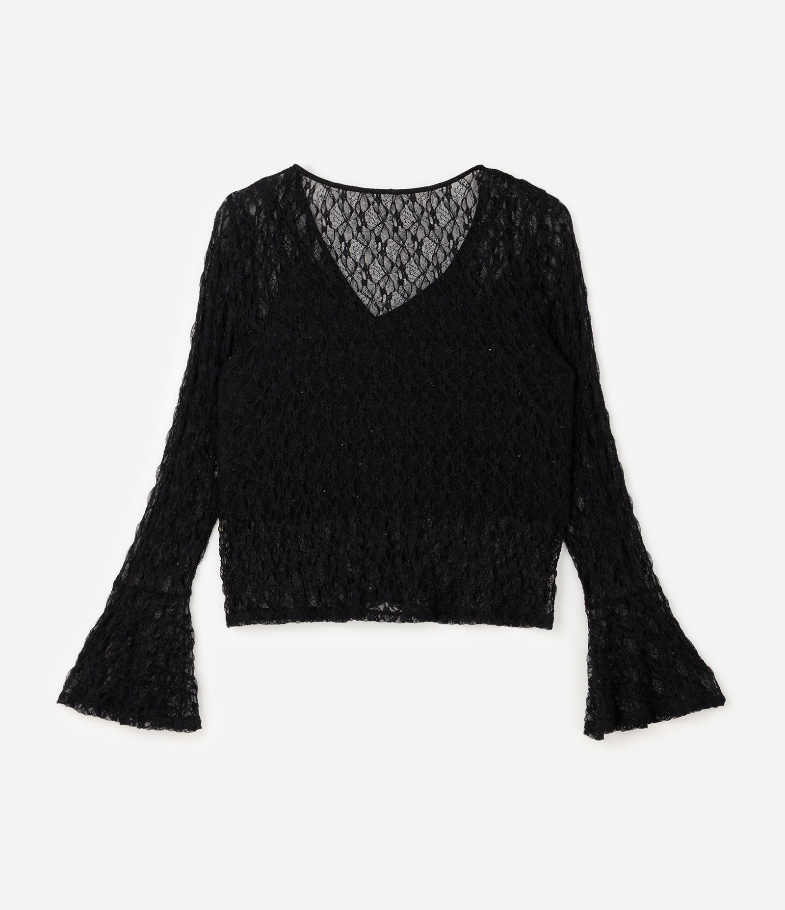 Blusa em Renda com Manga Godê Curve & Plus Size Preto 6