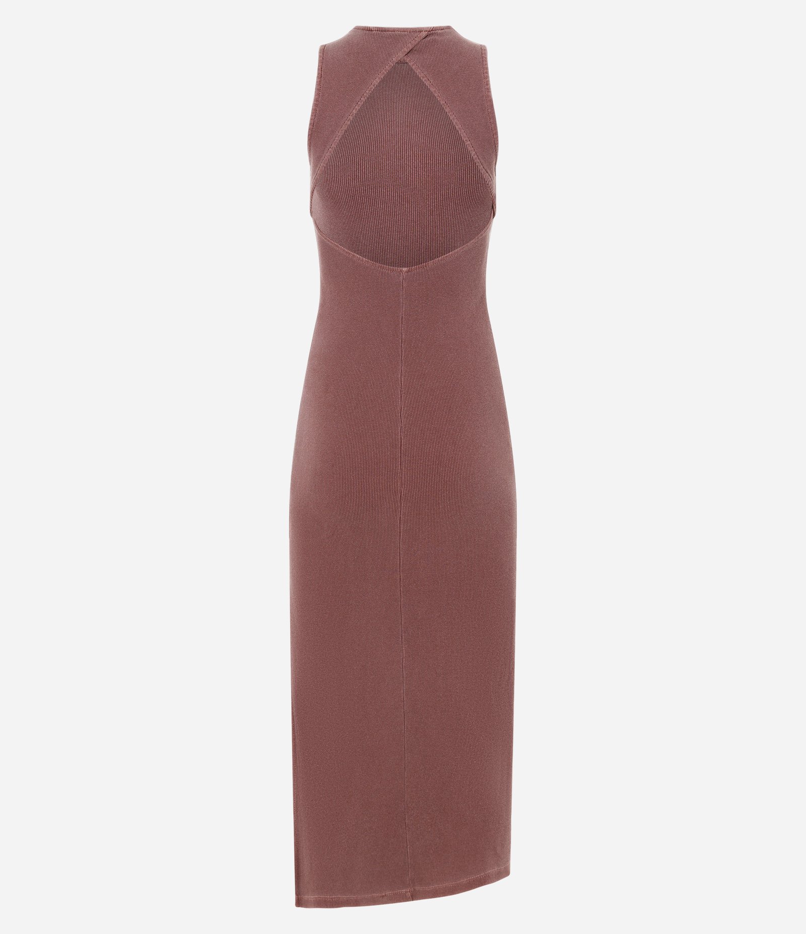 Vestido New Midi em Ribana com Costas Abertas Marrom 3