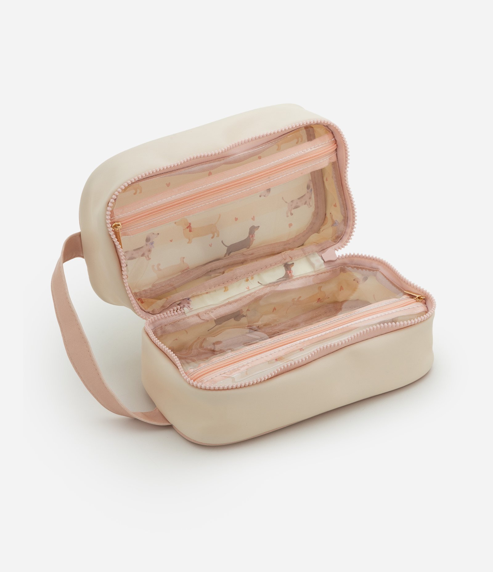 Necessaire com Compartimentos Limpo e Sujo com Estampa de Cachorro Off White 4