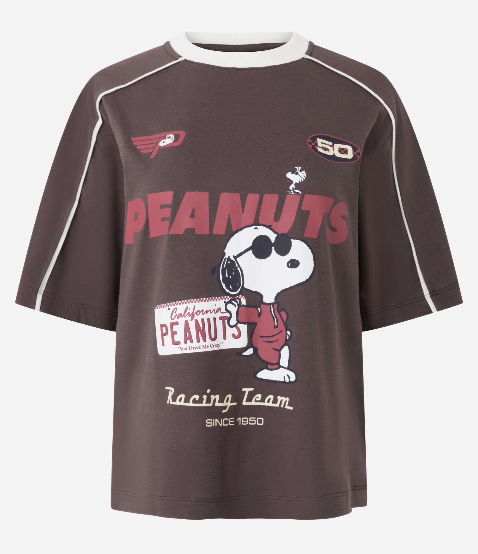 Camiseta em Algodão com Estampa Snoopy Racer Marrom 5