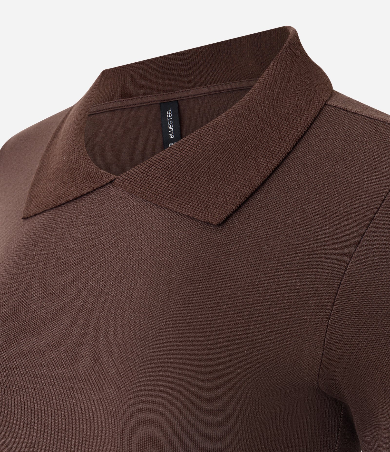 Blusa Básica Manga Curta com Gola Polo Marrom 5