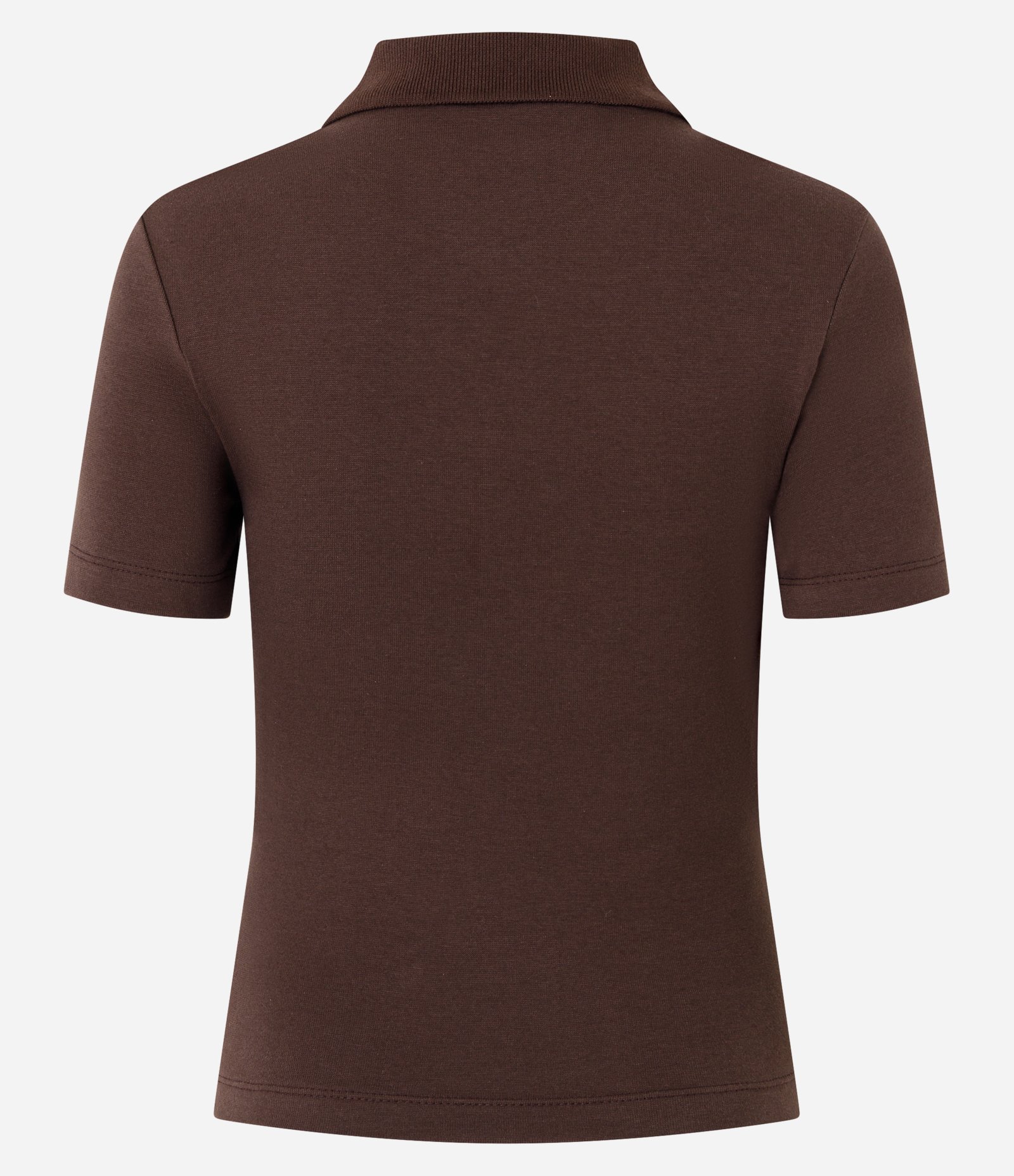Blusa Básica Manga Curta com Gola Polo Marrom 6
