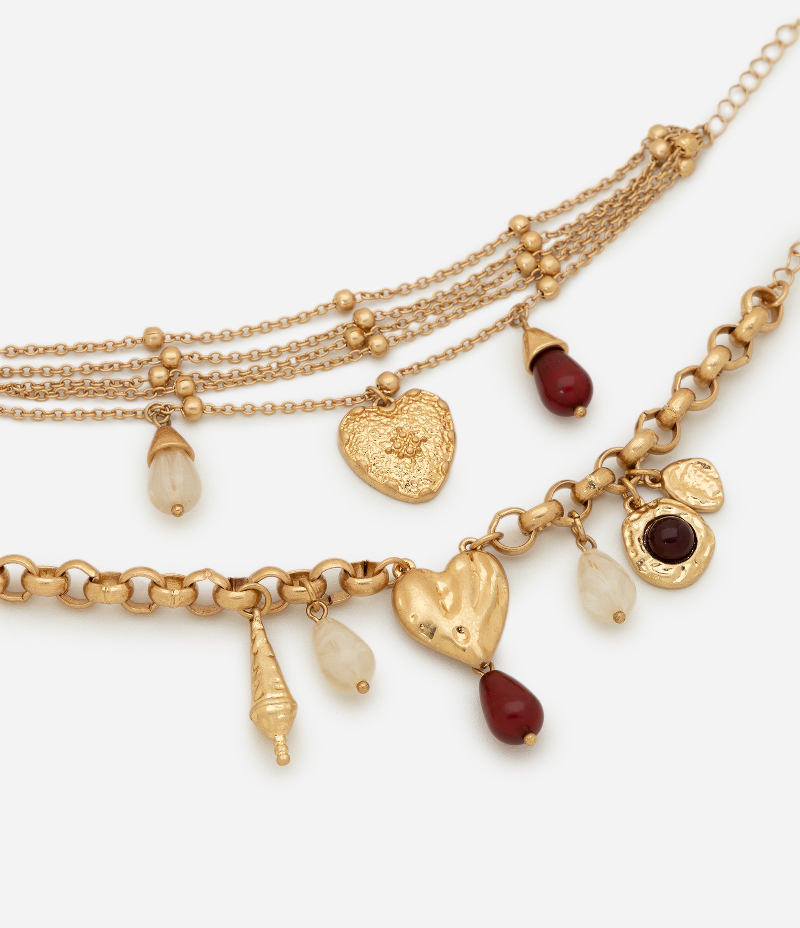 Kit 02 Pulseiras Metalizadas com Aplicação de Pingentes Dourado 3