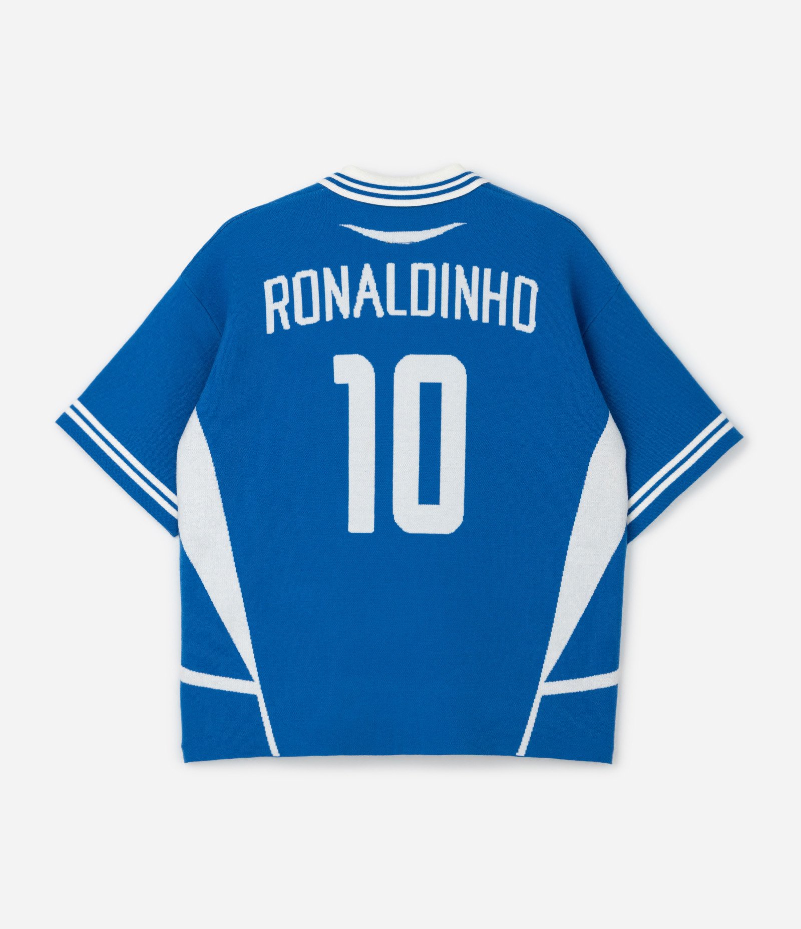 Camiseta Boxy em Tricô com Recortes e Estampa R10 Azul 6