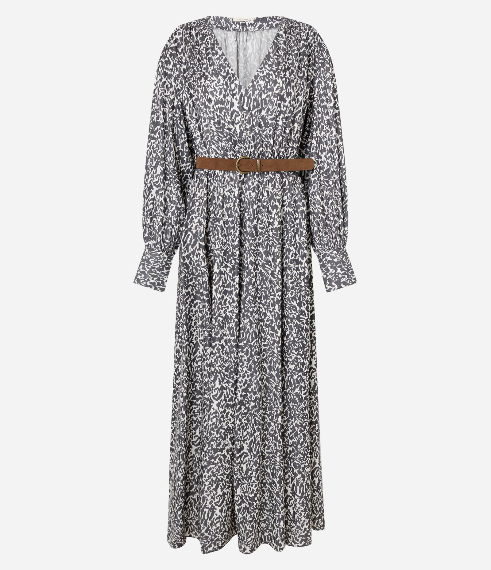 Vestido Midi Acetinado com Cinto em Suede Cinza 6
