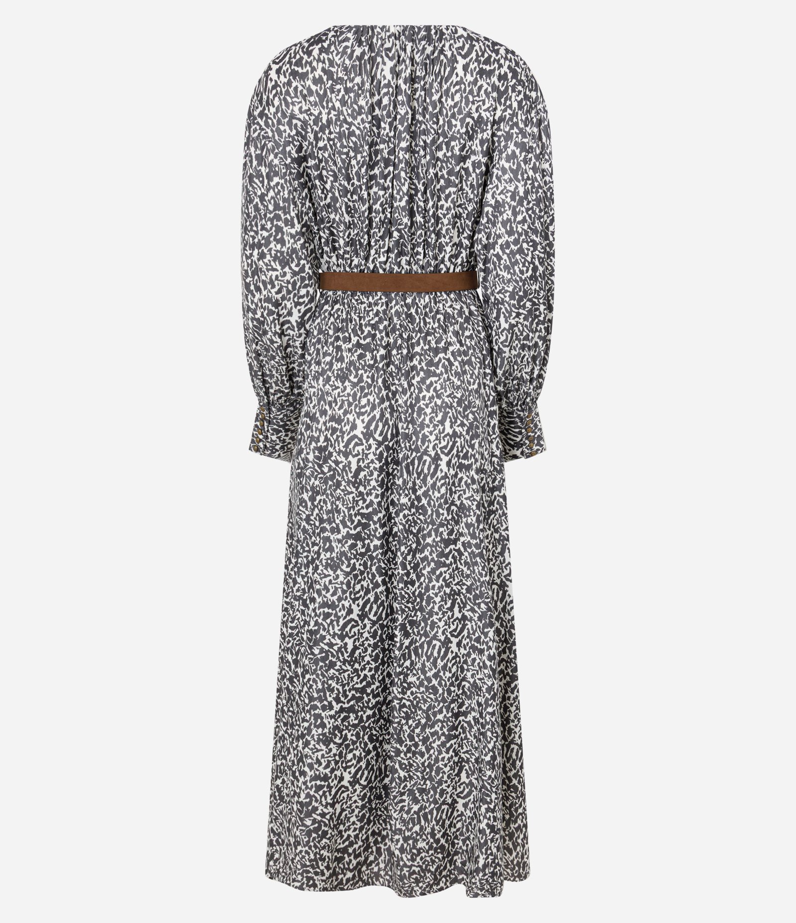 Vestido Midi Acetinado com Cinto em Suede Cinza 8