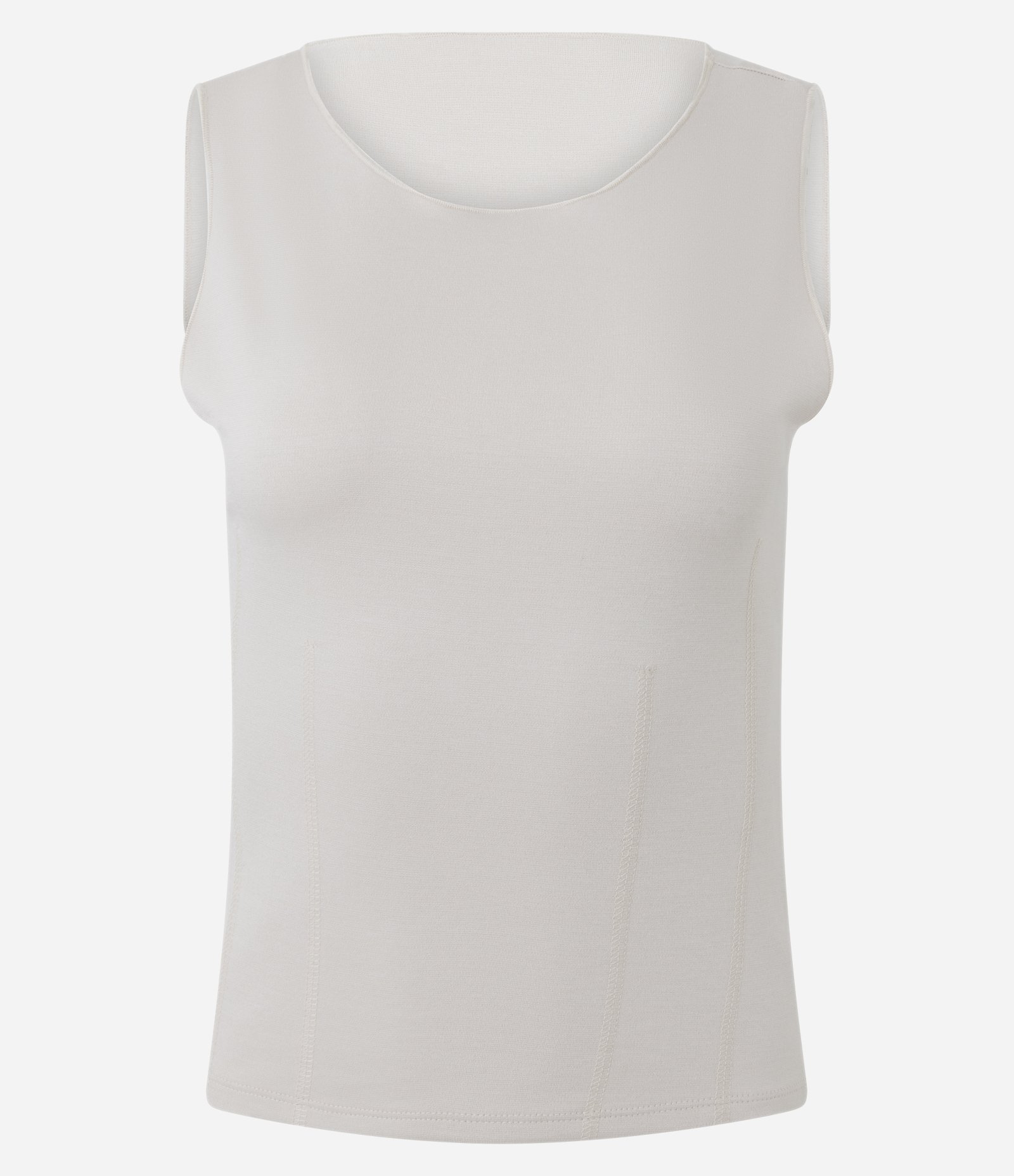 Blusa Ponto Roma sem Manga com Recortes Frontais Off White 1