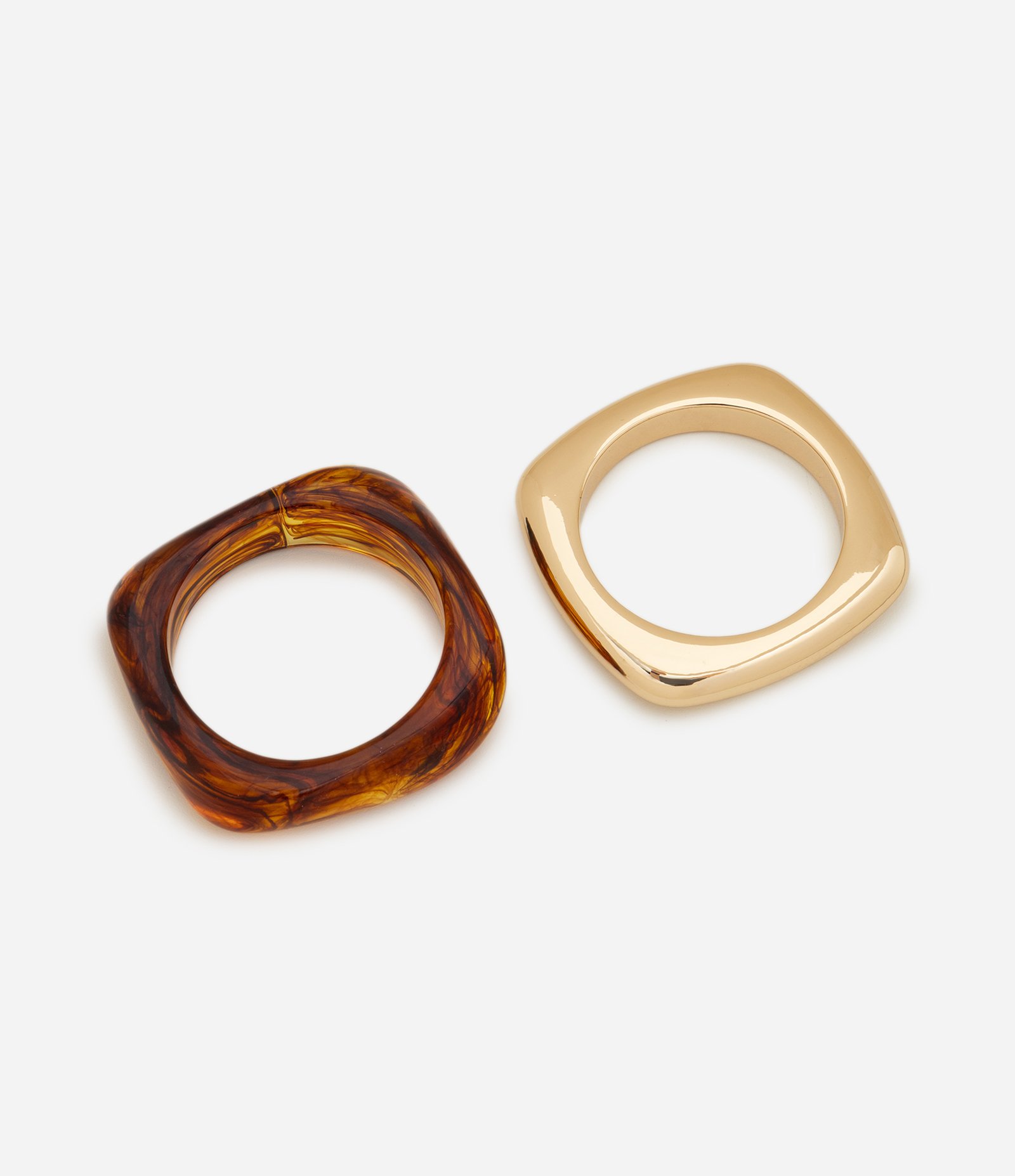 Kit 2 Braceletes Orgânicos em Metal e Resina Dourado 2