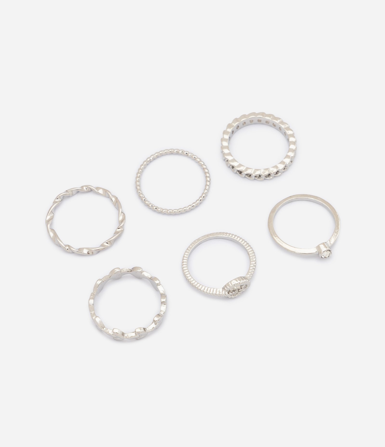 Kit 06 Anéis Delicados com Modelos Variados Prata 1
