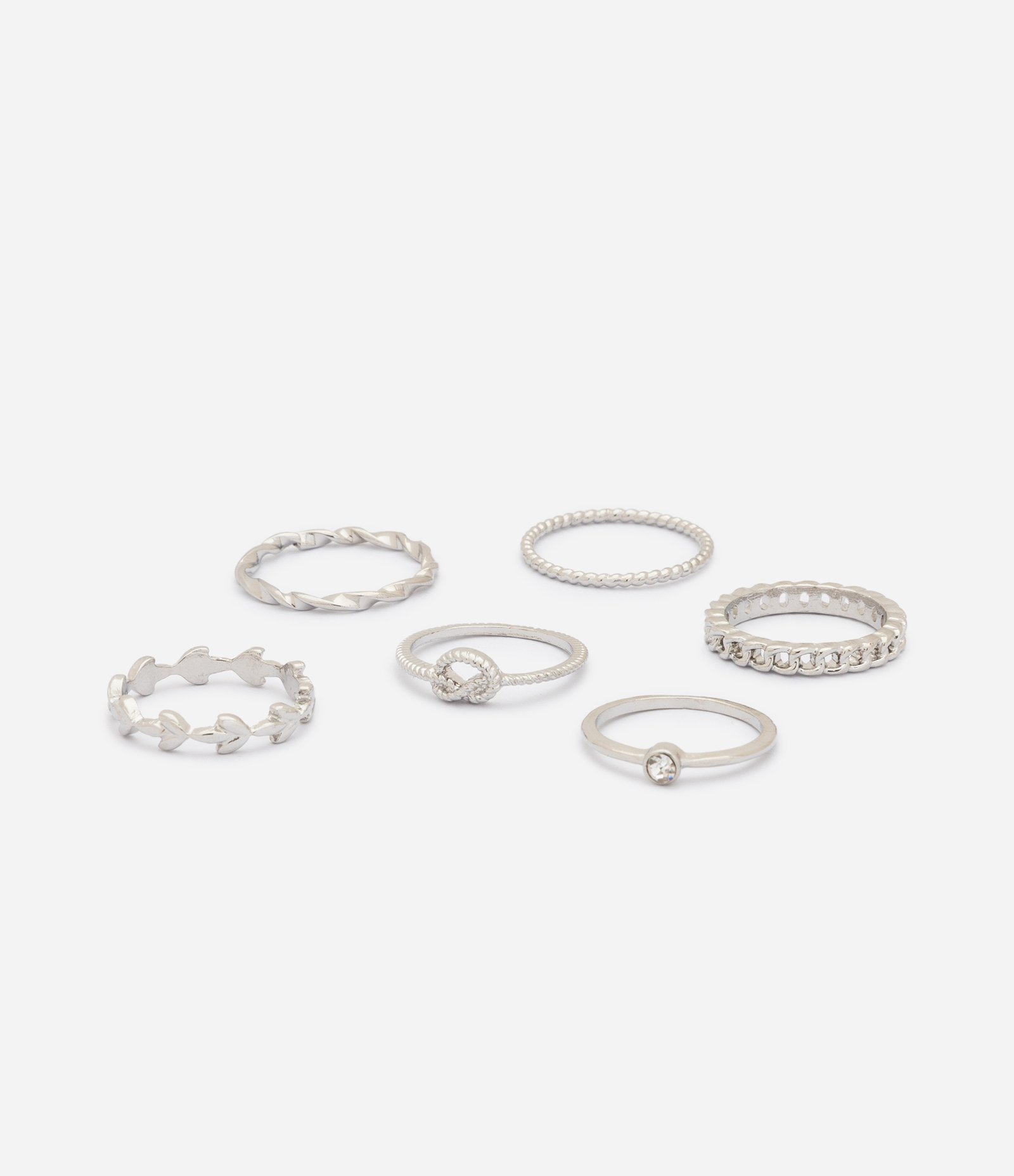 Kit 06 Anéis Delicados com Modelos Variados Prata 2