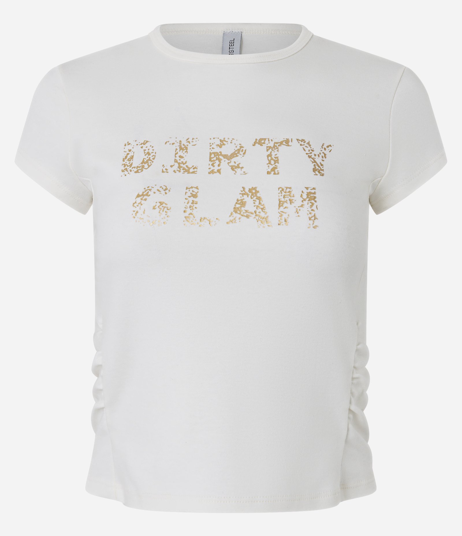 Blusa Baby Look com Lettering Dirty Glam Branco 4