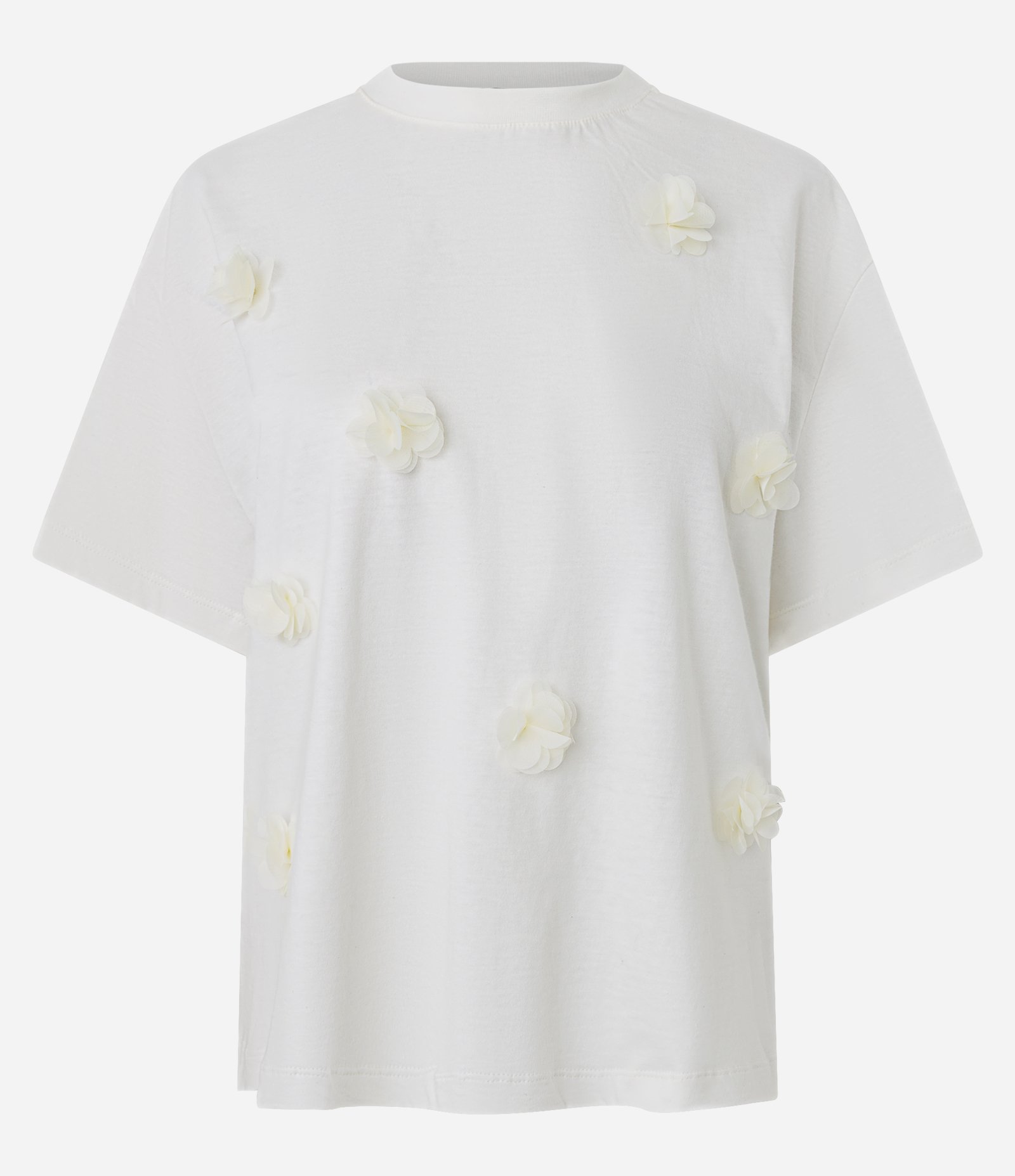 Blusa em Algodão com Aplicação de Flores em Relevo Branco 5