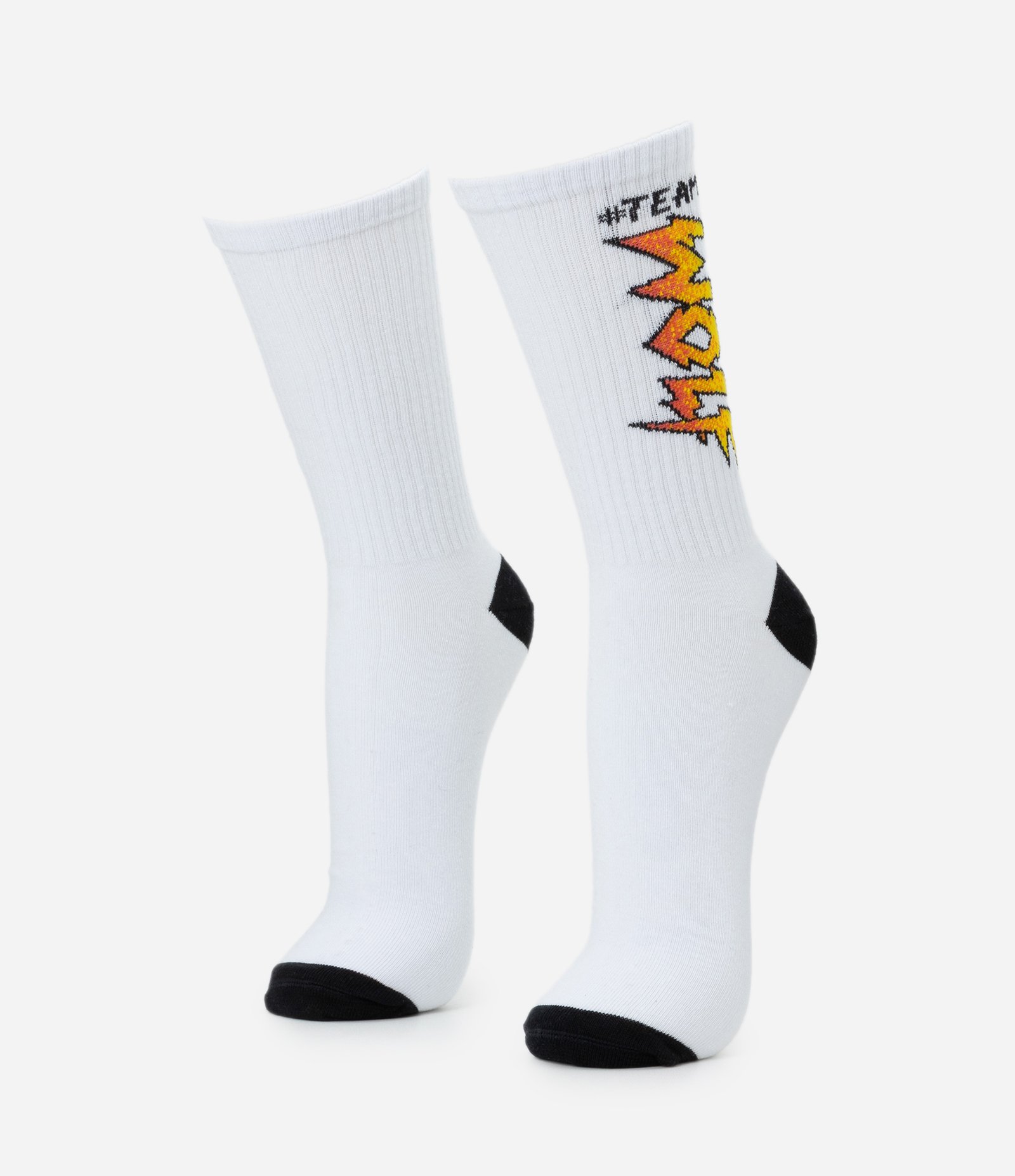 Meia Cano Longo em Algodão com Lettering Wolf Branco 1