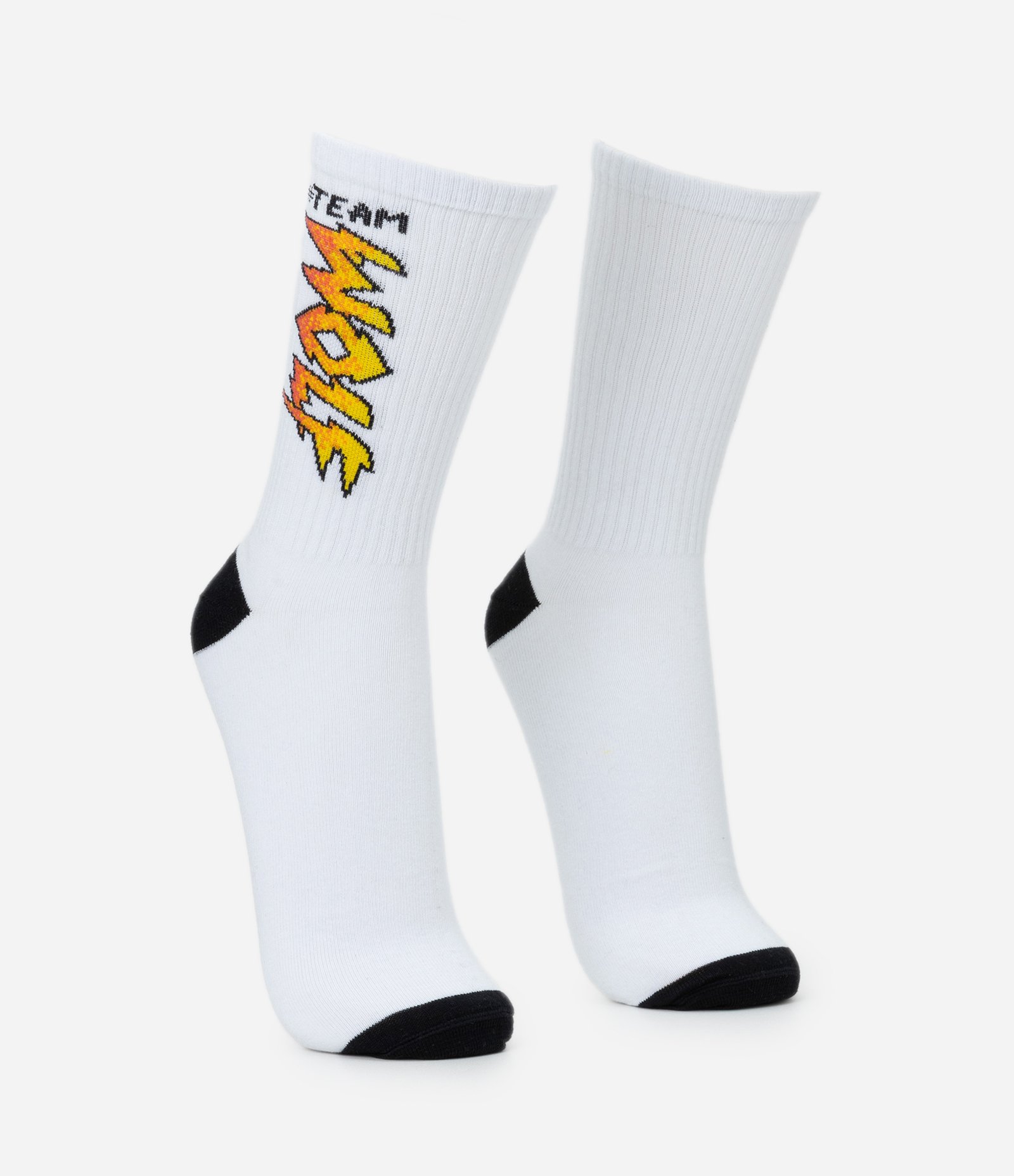 Meia Cano Longo em Algodão com Lettering Wolf Branco 3