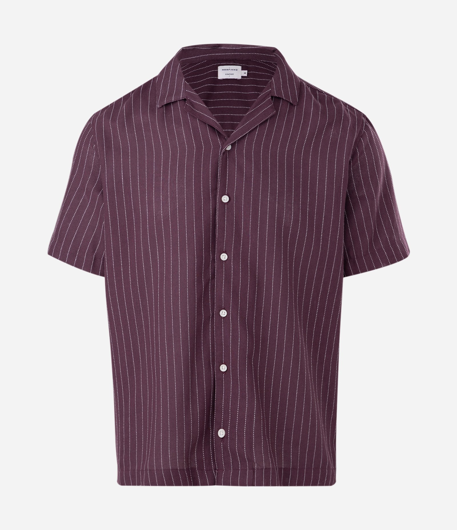 Camisa Comfort Manga Curta em Algodão Texturizada Bordô 1