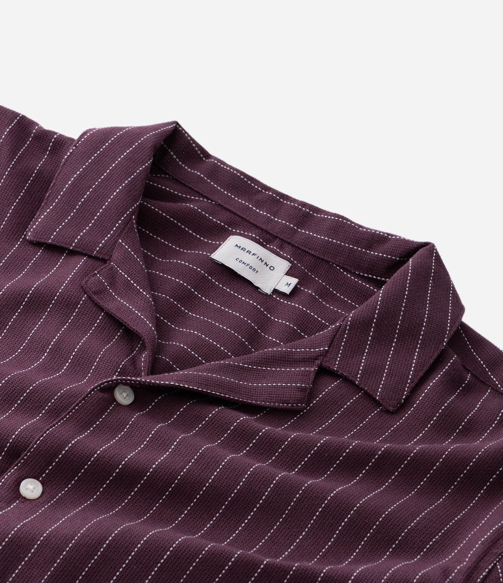 Camisa Comfort Manga Curta em Algodão Texturizada Bordô 4